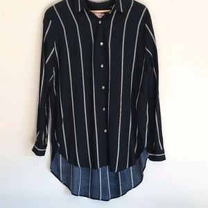 Philosophy Long Sleeve Shirt Blue Navy Striped.